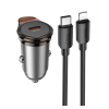 Hoco NZ16 autós töltő Type-C aljzat (30W, PD gyorstöltő + lightning kábel) SÖTÉTSZÜRKE