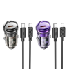 Hoco Type-C autós töltő + Type-C kábel Type-C Apple Lightning 8-pin PD 30W Z53 fekete