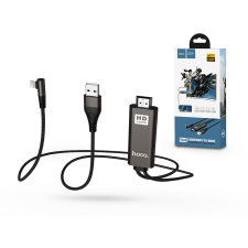 Hoco UA14 Lightning apa - USB apa + HDMI apa Adapter kábel 2m - Fekete kábel és adapter