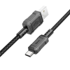 Hoco USB töltő- és adatkábel, USB Type-C, 100 cm, 3000 mA, törésgátlóval, gyorstöltés, PD, cipőfűző minta, Hoco X94 Leader, fekete