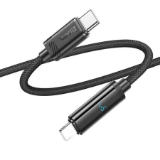 Hoco USB Type-C töltő- és adatkábel, Lightning, 120 cm, 27W, 2400mA, törésgátlóval, LED kijelzővel, gyorstöltés, PD, Hoco U127, fekete (RS152369) kábel és adapter