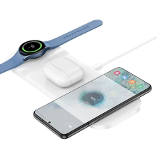Hoco vezeték nélküli töltő 3in1 15W támogatás Samsung Watch CQ6 fehér okosóra kellék