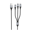 Hoco x102 adatkábel 3in1 (usb - lightning/microusb/type-c, 2.4a, 100cm, cipőfűző) fekete