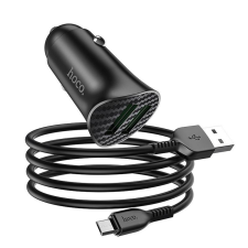Hoco Z39 fekete szivartöltő fej 2USB 18W + micro USB kábel fekete kábel és adapter