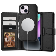 Hofi Tech-Protect Wallet flipes bőrtok + Magsafe hátlap Apple iPhone 15 fekete mobiltelefon kellék