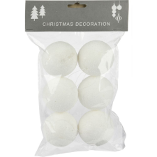  Hógolyó akasztó fehér 6cm 6db-os karácsonyfadísz