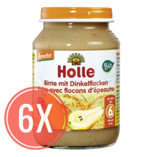Holle Bio bébiétel, Körte tönkölybúzával MEGA PACK, 6x190g (6 hónapos kortól) bébiétel