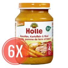 Holle Bio bébiétel, Sárgarépa, burgonya marhahússal MEGA PACK, 6x190g (4 hónapos kortól) bébiétel