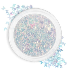  Hologrammos pillangó - #04 fehér körömdíszítő