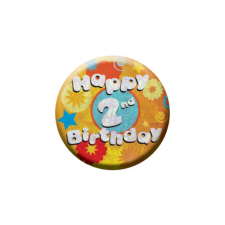 Hologramos Happy Birthday kitűző 2. születésnapra 55 mm ajándéktárgy