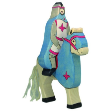 Holztiger Fa játék figurák - lovag, kék, lovagló, ló nélkül barkácsolás, építés