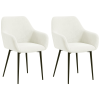 HomCom 2 db-os kárpitozott étkezőszék szett, skandináv stílusú, acél karfákkal és lábakkal, 54x57x80 cm, krémfehér