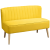 HomCom 2 Személyes Kanapé Szövettel, Karfa Nélküli Nappali Kanapé Fa Lábakkal, 117x56,5x77 cm, Sárga