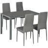 HomCom 5 részes étkezőgarnitúra: fehér asztal és 4 szürke szék a konyhába