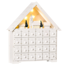 HomCom Adventi naptár, Homcom, Fa, Fények, 39x9x42 cm, Fehér elektronikus játék