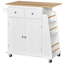 HomCom Konyhaszekrény, Homcom, MDF/PAL/fa, 89x45x89,5 cm, fehér/világosbarna bútor