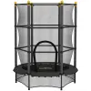 HomCom trambulin 3-10 éves gyermekeknek biztonsági hálóval és párnázott csövekkel, Ø140 x 190 cm, fekete