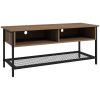 HomCom TV-szekrény akár 48 hüvelykes televízióhoz, ipari stílusú alacsony bútor fa és acél polcokkal, 110x40x48cm, barna és fekete