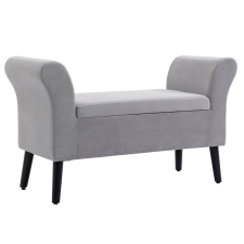 HomCom Ülőpad, tárolóval, bársonyos pe szövet és gumifa, kartámaszokkal, világosszürke, 115 x 43 bútor