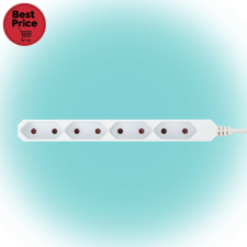 Home by Somogyi 4-es EURO elosztó, 5m fehér hosszabbító, elosztó