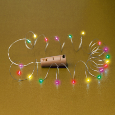 Home by Somogyi Micro LED-es elemes füzér, dugó alakú elemtartóval, színes kültéri világítás