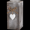 Home Decor SOLID HEART GYERTYATARTÓ 7,5X7,5X16CM SZÜRKE FA
