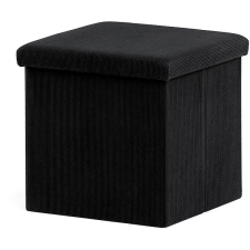 HOMEPRO AUTRONIC Tárolós puff, fekete kordbársony, 38×38×38 cm bútor