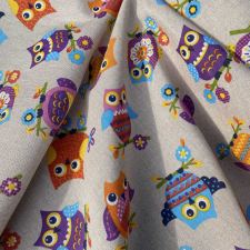 HomeTextiles BAGOLY, színes mintás loneta dekorvászon, lakástextil méteráru