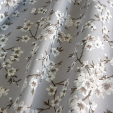 HomeTextiles MULAN, cseresznyevirág mintás lakástextil, dekorvászon - szürke méteráru