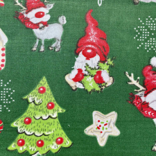 HomeTextiles RUDI, karácsonyi mintás loneta lakástextil dekorvászon - zöld karácsonyi textilia