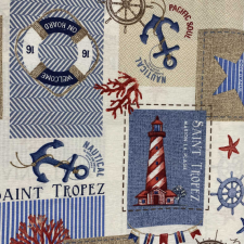 HomeTextiles SAINT TROPEZ, világítótorony mintás lakástextil dekorvászon méteráru