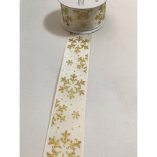 Hópelyhes szalag arany 3,8 cm szalag, masni