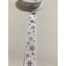 Hópelyhes szalag fehér-ezüst 23 mm szalag, masni