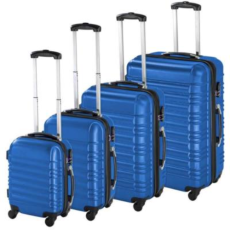 Hoppline 4 db-os merev falú bőrönd szett, kék