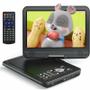  Hordozható DVD-lejátszó távirányítóval, 10,5" HD képernyő 1024x600, 270°-ban forgatható, memória funkció, USB, SD-kártya, AV, 3,5 mm-es jack, autós töltő, fekete