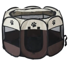 Hordozható kisállat kennel, 90 x 90 x 60 cm, barna szállítóbox, fekhely kutyáknak