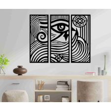  Hórusz szeme 3 paneles falikép – spirituális fa dekoráció dekorációs kellék