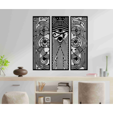  Hórusz szeme 3 részes fa falikép – lézervágott spirituális dekoráció dekorációs kellék