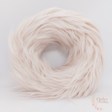  Hosszú szőrű szőrmés koszorú alap - 20 cm - púder dekorációs kellék