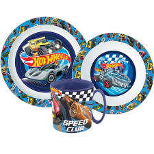 Hot Wheels Blue Fire étkészlet, micro műanyag szett bögrével 350 ml babaétkészlet