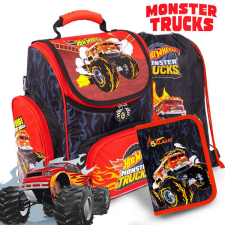Hot Wheels ergonomikus iskolatáska SZETT - Monster Trucks iskolatáska