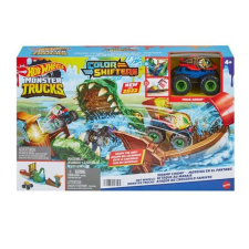  Hot Wheels Monster Trucks Színváltós Dühöngő Krokodil autópálya és játékautó