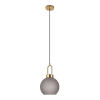 House Nordic Luton függőlámpa, matt füstös üveg, rézszínű foglalat, gömb alakú, 20 cm, 150 cm-es szövetkábel