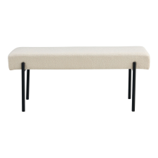 House Nordic Swindon pad, buklé, fehér, fekete lábakkal, 100x36x42,5 cm bútor