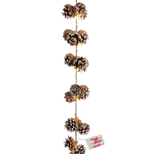 House of Seasons fenyőtoboz műgirland LED világítással 270 cm x 7 cm karácsonyfa izzósor