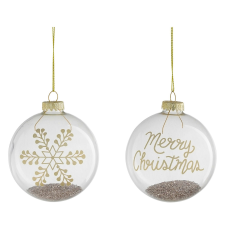 House of Seasons karácsonyi üveggömb 8 cm átmérő átlátszó 3-féle változatban karácsonyfadísz