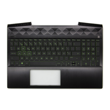 HP Pavilion 15-CX000, 15T-CX000 gyári új portugál fekete-zöld háttér-világításos billentyűzet modul (L20671-131) laptop alkatrész