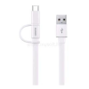Huawei adatkábel (USB - microUSB/Type-C, lapos kábel, 150cm) FEHÉR (HUAWEI_AP55S_W)