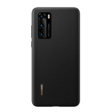 Huawei műanyag telefonvédő (bőr hatású hátlap) FEKETE Huawei P40 tok és táska