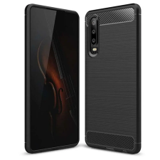  Huawei P30 Telefontok - Fiber Forcell Carbon fekete szilikon tok tok és táska